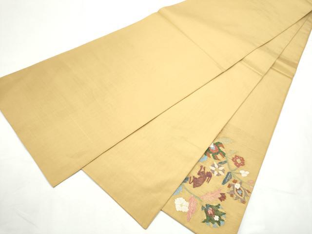 平和屋着物●太鼓柄袋帯 すくい織 更紗動物花文 金銀糸 正絹 逸品 CABF8742hy