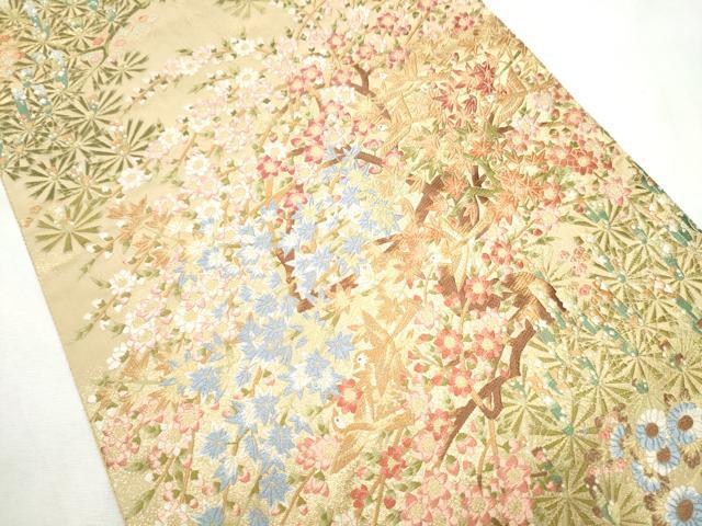 平和屋着物●六通柄袋帯 唐織 加賀の美匠 金糸 正絹 逸品 CABF8759hy