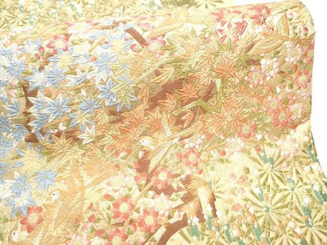 平和屋着物●六通柄袋帯 唐織 加賀の美匠 金糸 正絹 逸品 CABF8759hy