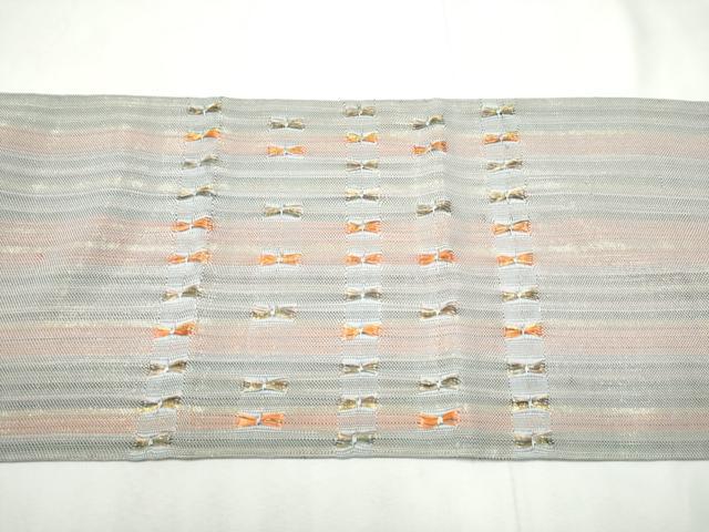平和屋着物●太鼓柄袋帯 もじり織 縞 金糸 正絹 逸品 CABF8760hy