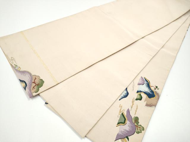 平和屋着物●爪掻き本綴れ 太鼓柄袋帯 流水風景文 金糸 正絹 逸品 CABF8765hy