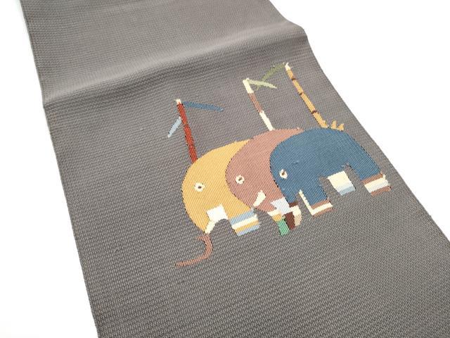 平和屋着物●八寸名古屋帯 すくい織 像 正絹 逸品 CABF8778hy