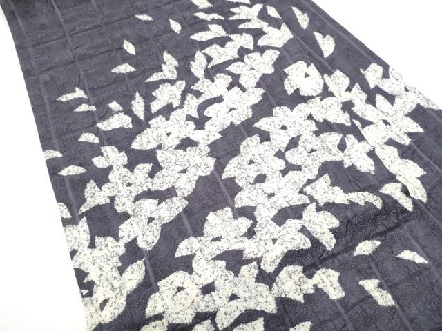 平和屋着物●松煙染の第一人者 川島草苑 九寸名古屋帯 ふくれ織 舞花文 正絹 逸品 CABF8789hy