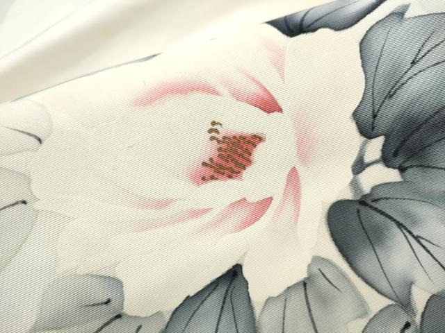 平和屋着物●塩瀬 九寸名古屋帯 作家物 手描き 牡丹 金彩 正絹 逸品 CABF8799hy