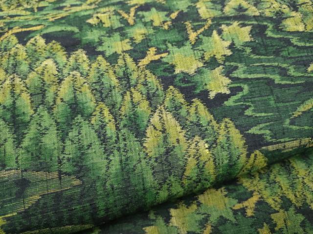 平和屋着物●全通柄 九寸名古屋帯 紬地 樹林文 正絹 逸品 CABF8800hy
