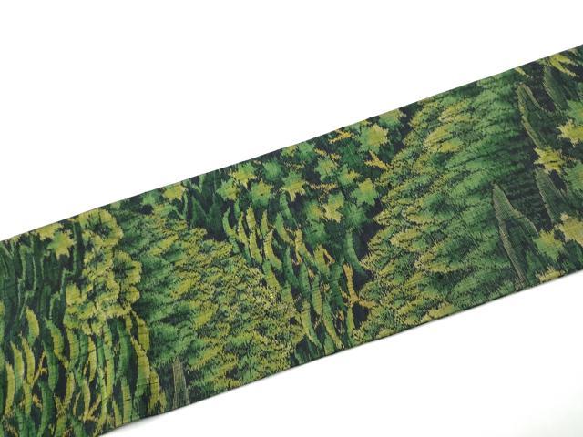 平和屋着物●全通柄 九寸名古屋帯 紬地 樹林文 正絹 逸品 CABF8800hy