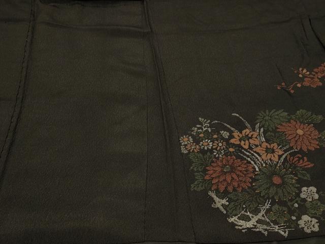 平和屋着物#羽織 寿光織 花籠文 黒地 金銀糸 正絹 逸品 CABF8815in