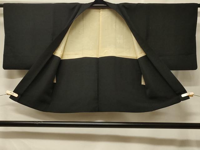 平和屋着物#羽織 総刺繍 草花文 黒地 正絹 逸品 CABF8816in