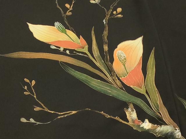 平和屋着物#羽織 カラー 暈し染め 黒地 正絹 逸品 CABF8846in
