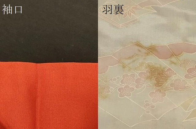 平和屋着物#羽織 色無地 総刺繍 亀甲草花地紋 緋色 正絹 逸品 CABF8848in