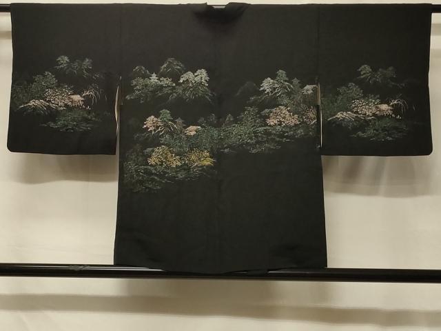 平和屋着物#羽織 寿光織 遠山風景文 黒地 金銀糸 正絹 逸品 CABF8851in