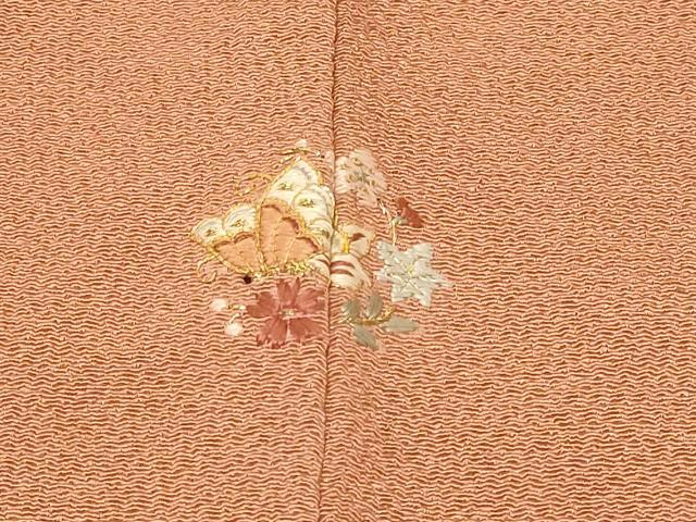 平和屋着物#羽織 色無地 曙色 鬼しぼ縮緬 正絹 逸品 CABF8882in