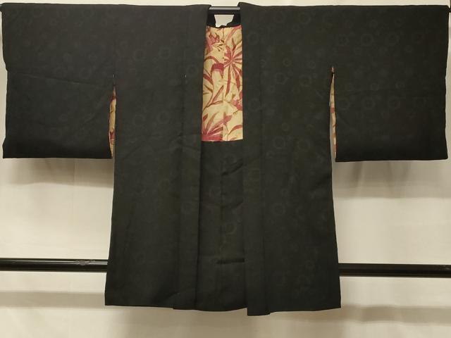 平和屋着物#羽織 舞花地紋 黒地 正絹 逸品 CABF8901in