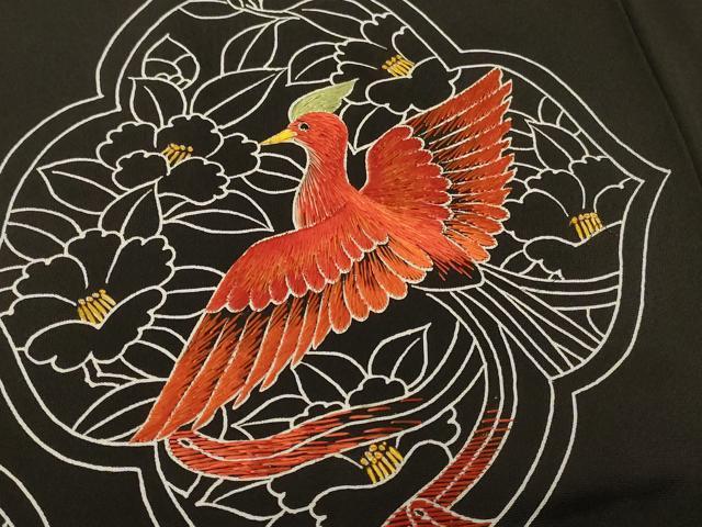 平和屋着物#羽織 刺繍 花鳥文 黒地 正絹 逸品 未使用 CABF8918in