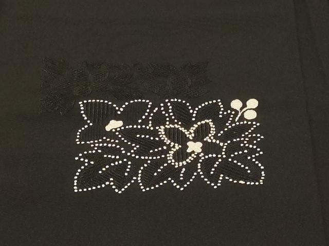 平和屋着物#中国三大刺繍 相良刺繍 総刺繍 羽織 草花文 黒地 正絹 逸品 CABF8921in