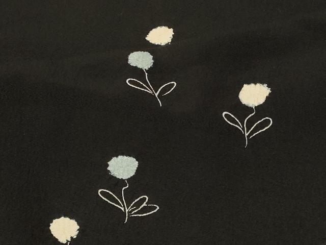 平和屋着物#羽織 絞り 草花文 黒地 正絹 逸品 CABF8929in