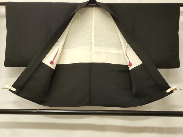 平和屋着物#羽織 総刺繍 鏡裏草花文 黒地 金糸 正絹 逸品 CABF8930in