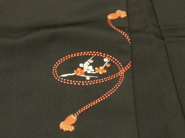 平和屋着物#羽織 総刺繍 鏡裏草花文 黒地 金糸 正絹 逸品 CABF8930in