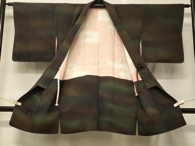 平和屋着物#道中着 霞文 暈し染め 金彩 鬼しぼ縮緬 ロング丈 正絹 逸品 未使用 CABF8931in