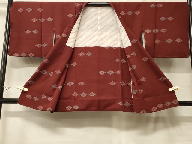 平和屋着物#道行コート 型染め 菱草花文 正絹 逸品 未使用 CABF8943in
