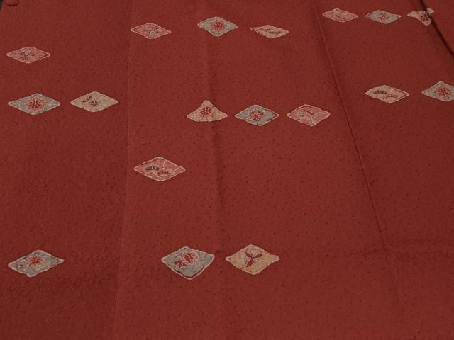 平和屋着物#道行コート 型染め 菱草花文 正絹 逸品 未使用 CABF8943in