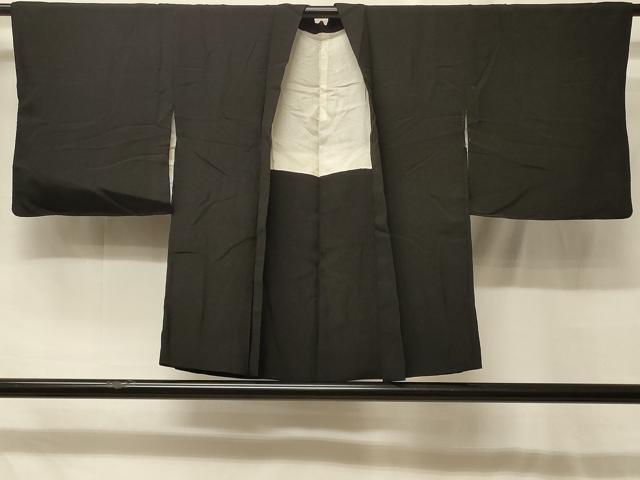 平和屋着物#羽織 寿光織 鏡裏草花文 黒地 正絹 逸品 CABF8990in