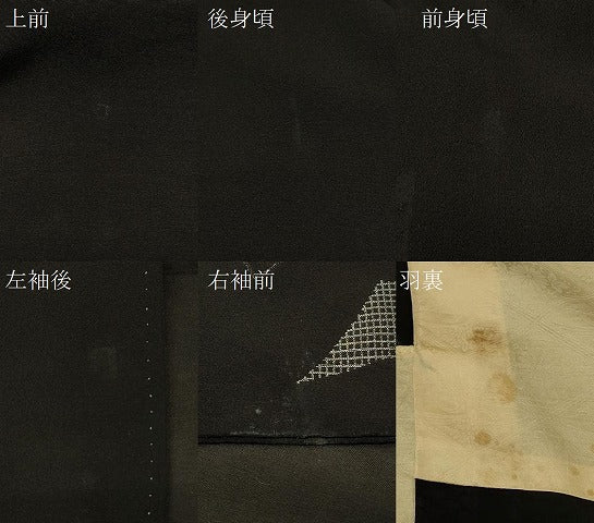 平和屋着物#羽織 寿光織 草花文 黒地 金糸 正絹 逸品 CABF8992in