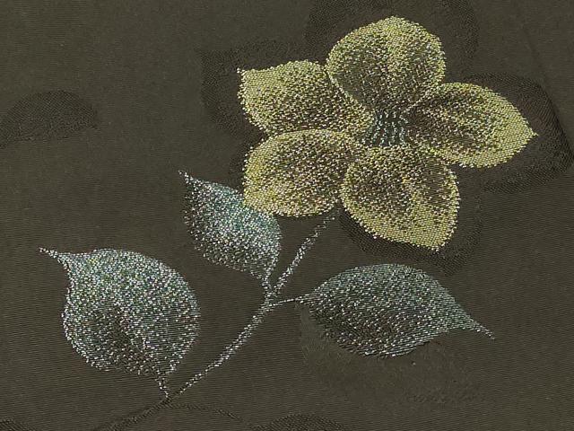 平和屋着物#羽織 寿光織 草花文 黒地 金糸 正絹 逸品 CABF8993in