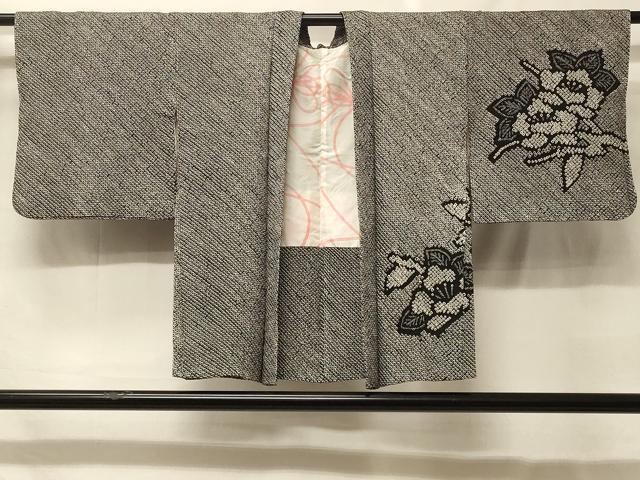 平和屋着物#羽織 総絞り 草花文 黒地 正絹 逸品 CABF9011in