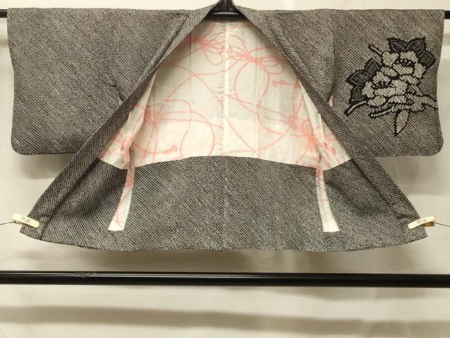 平和屋着物#羽織 総絞り 草花文 黒地 正絹 逸品 CABF9011in