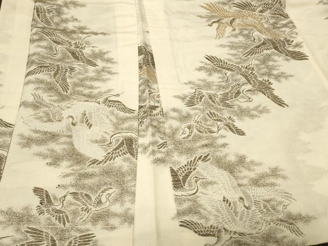 平和屋着物#羽織 寿光織 舞鶴文 金銀糸 正絹 逸品 CABF9012in