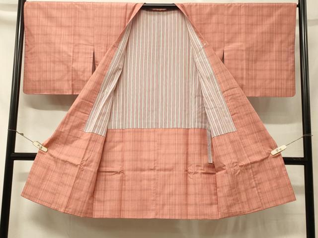 平和屋着物#道行コート 格子柄 ロング丈 正絹 逸品 CABF9027in