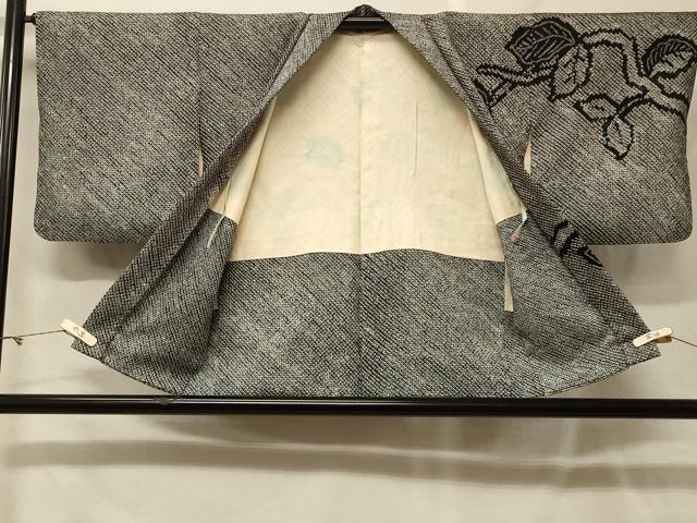 平和屋着物#羽織 総絞り 枝葉文 黒地 正絹 逸品 CABF9036in