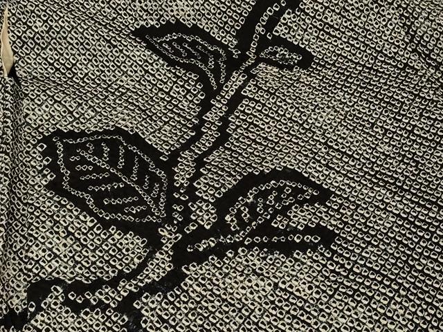 平和屋着物#羽織 総絞り 枝葉文 黒地 正絹 逸品 CABF9036in