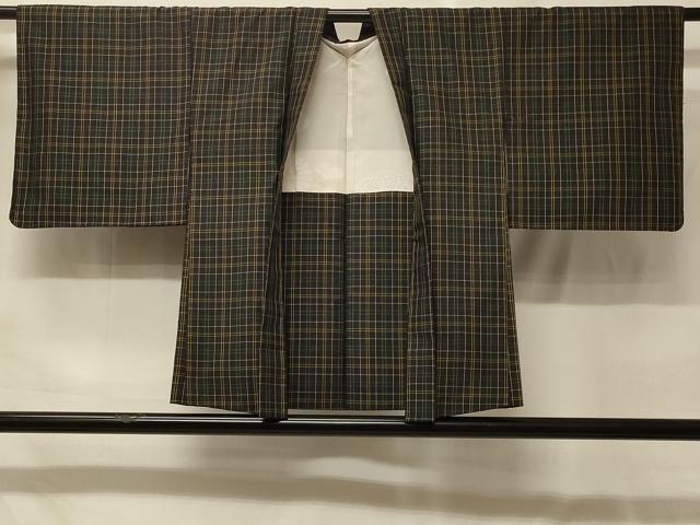 平和屋着物#本場縞大島紬 羽織 格子柄 正絹 逸品 未使用 CABF9038in