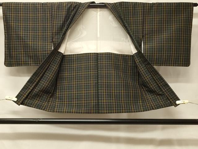 平和屋着物#本場縞大島紬 羽織 格子柄 正絹 逸品 未使用 CABF9038in