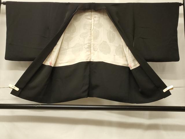 平和屋着物#羽織 寿光織 草花文 黒地 正絹 逸品 CABF9050in