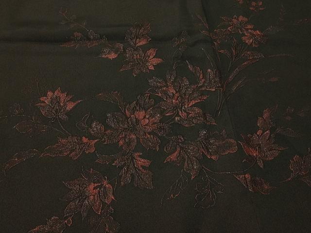 平和屋着物#羽織 寿光織 草花文 黒地 正絹 逸品 CABF9050in