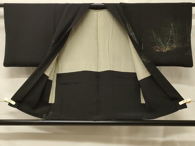 平和屋着物#羽織 寿光織 樹林文 黒地 金銀糸 正絹 逸品 CABF9052in