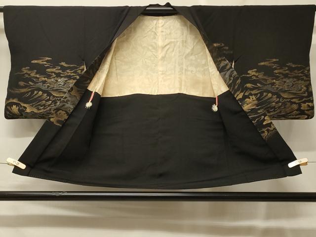 平和屋着物#羽織 寿光織 立波文 黒地 金銀糸 正絹 逸品 CABF9063in