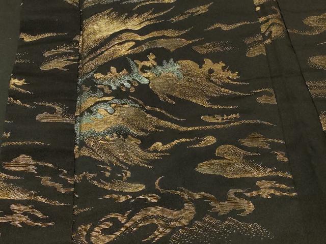 平和屋着物#羽織 寿光織 立波文 黒地 金銀糸 正絹 逸品 CABF9063in