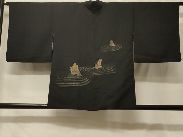 平和屋着物#羽織 寿光織 枯山水 黒地 金銀糸 正絹 逸品 CABF9064in