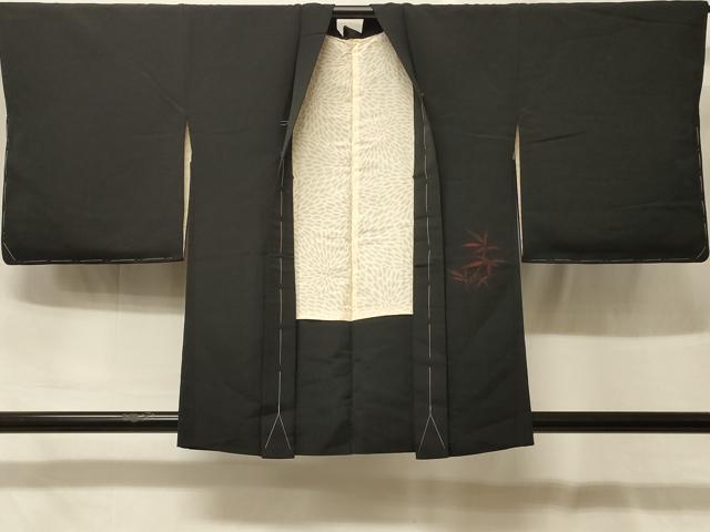 平和屋着物#羽織 枝葉文 黒地 正絹 逸品 未使用 CABF9066in
