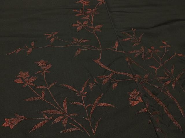 平和屋着物#羽織 枝葉文 黒地 正絹 逸品 未使用 CABF9066in