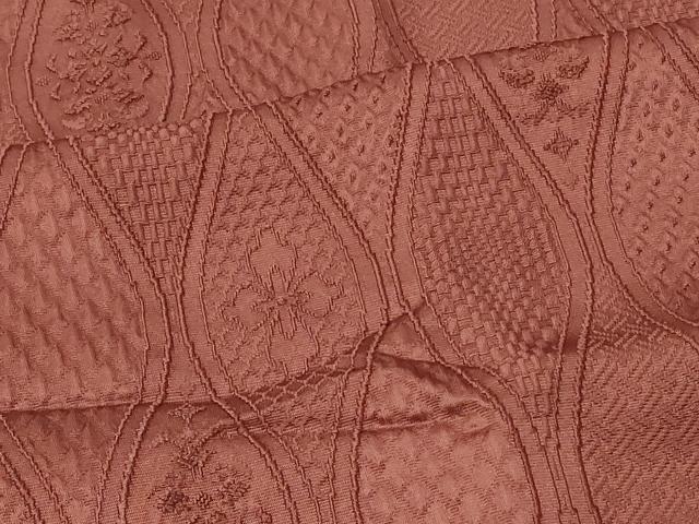 平和屋着物#道行コート 色無地 立涌花地紋 蘇芳香色 正絹 逸品 CABF9073in