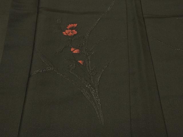 平和屋着物#羽織 総刺繍 草花文 黒地 正絹 逸品 CABF9079in