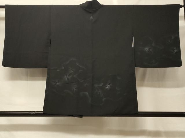 平和屋着物#羽織 枝葉文 暈し染め 黒地 正絹 逸品 CABF9088in