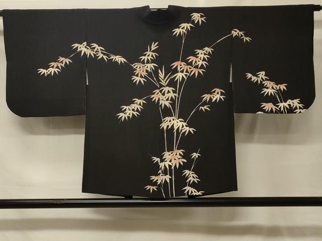 平和屋着物#羽織 笹竹文 黒地 金彩 正絹 逸品 CABF9090in