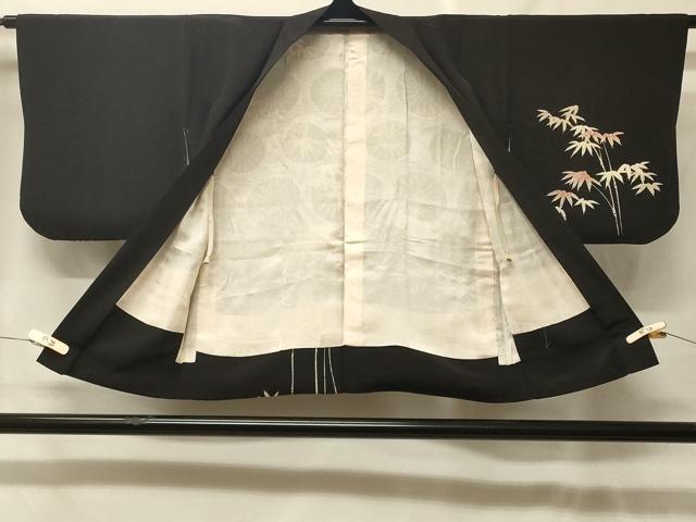 平和屋着物#羽織 笹竹文 黒地 金彩 正絹 逸品 CABF9090in