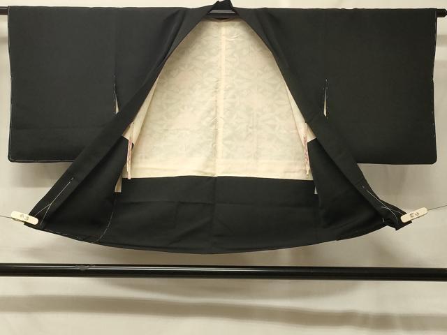 平和屋着物#羽織 刺繍 草花文 黒地 正絹 逸品 未使用 CABF9091in